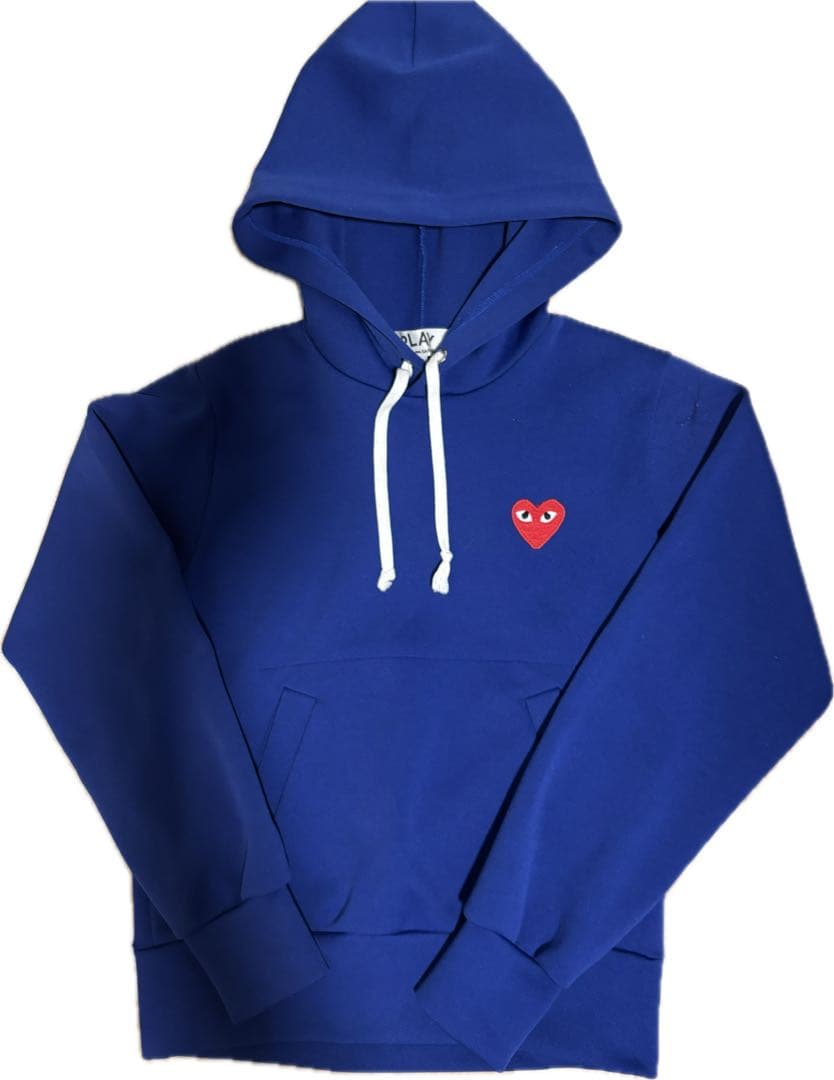 COMME des GARÇONS PLAY 青 ハート刺繍 パーカー S