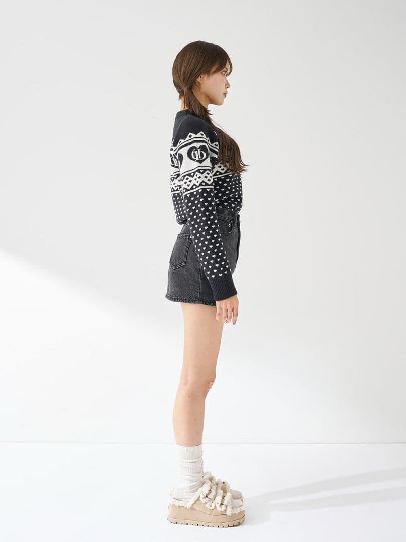 Darich ダーリッチ アーガイル ニットトップス ブラック