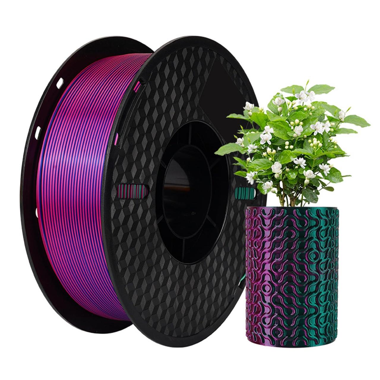 Пластик/філамент для 3D-друку KINGROON Silk PLA RoseRed Blue Green (YMX0172), Classic Spool, 1.75mm, 1kg, 195-230℃/ Черв Син Зелен