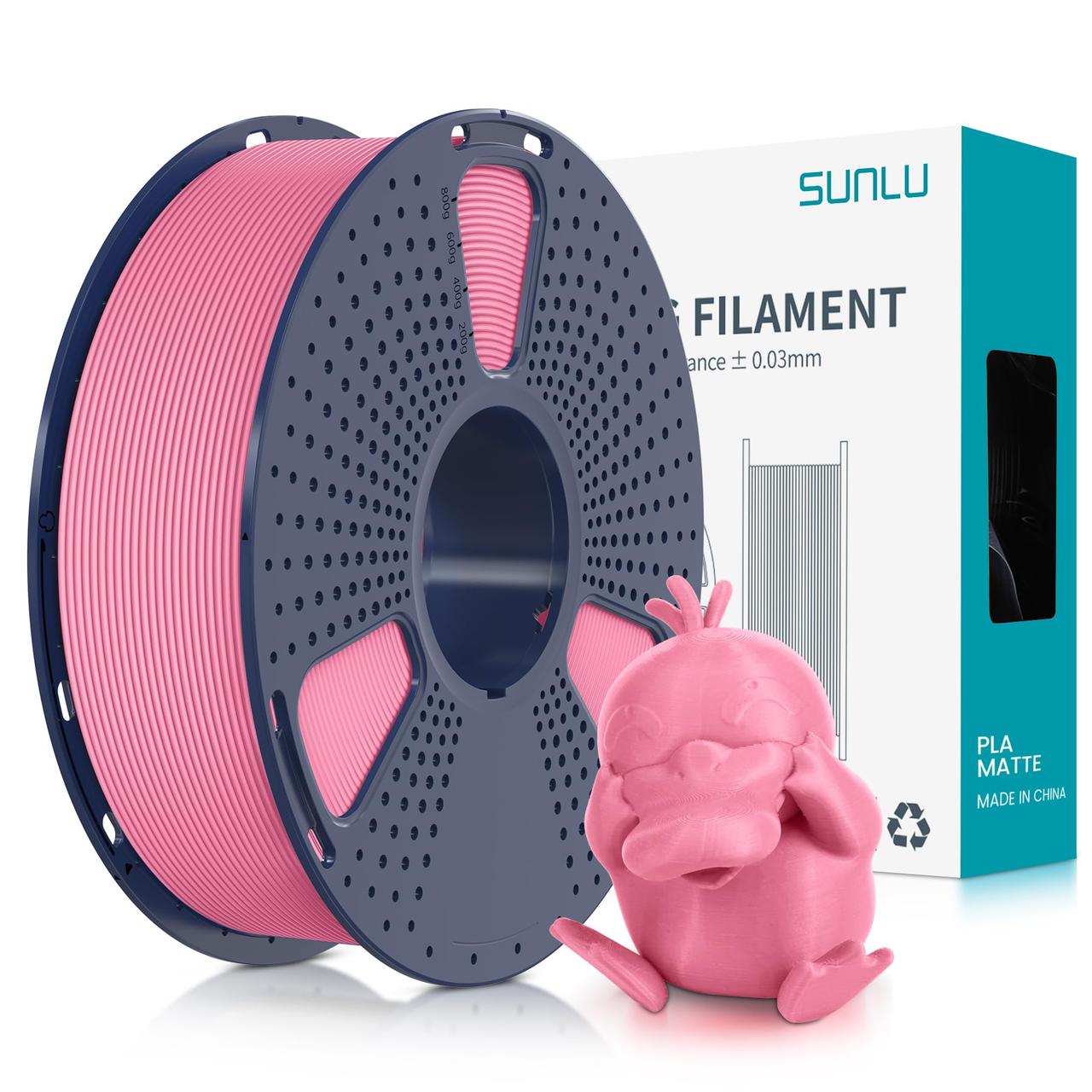 Пластик/філамент для 3D-друку SUNLU PLA Matte  Pink (04441014Z), Reusable Spool, 1.75mm, 1kg, 330m, 205-245°C / Рожевий