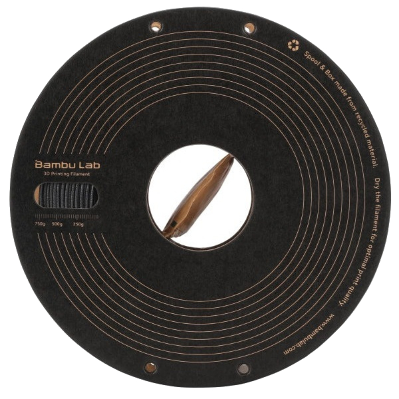 Філамент для 3D-друку Bambu Lab PPA-CF Black (73100), Cardboard Spool, 1.75mm, 0.75kg, 250m, 280-310°C / Чорний