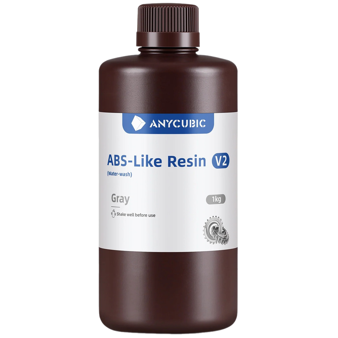 Фотополімерна смола що змивається водою Anycubic ABS-Like Resin V2 Gray (Water-wash, Сіра), 1kg