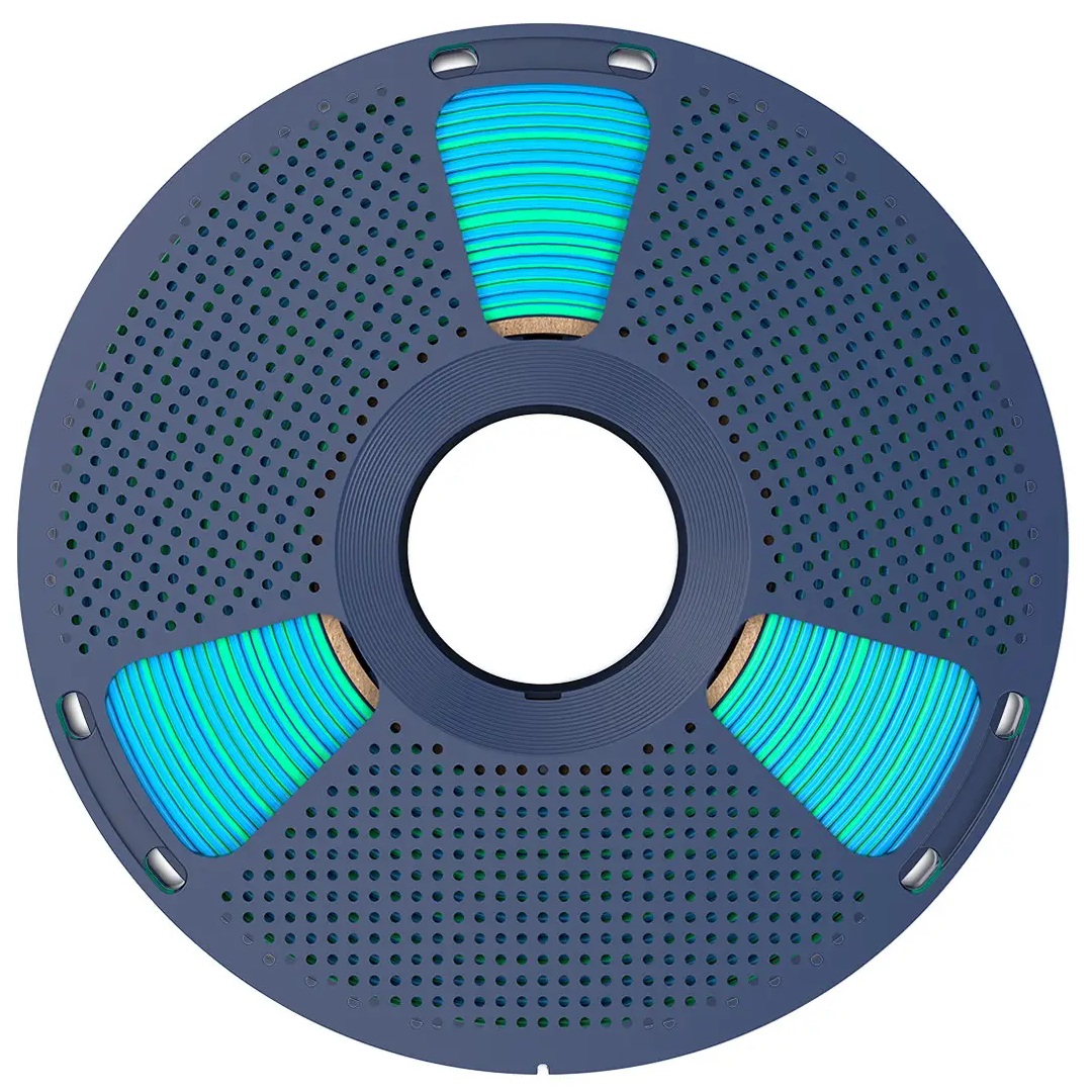 Філамент SUNLU Silk PLA+ Dual Color Blue Green (02550312Z), ReusableSpool 3, 1.75, 1кг, 205-230℃, Синій-Зелений
