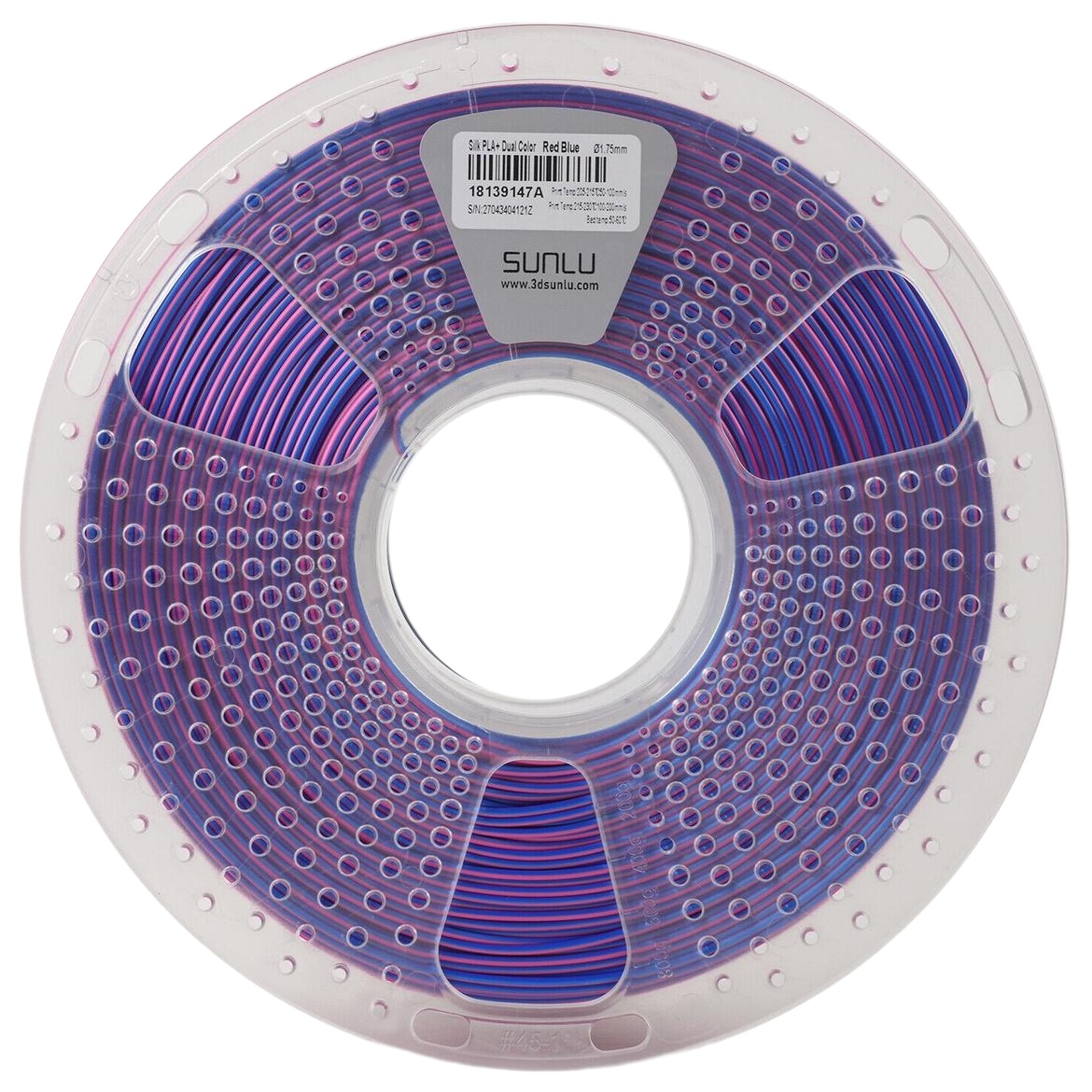 Філамент Sunlu Silk PLA+, 1.75мм, 1кг, червоний/ синій