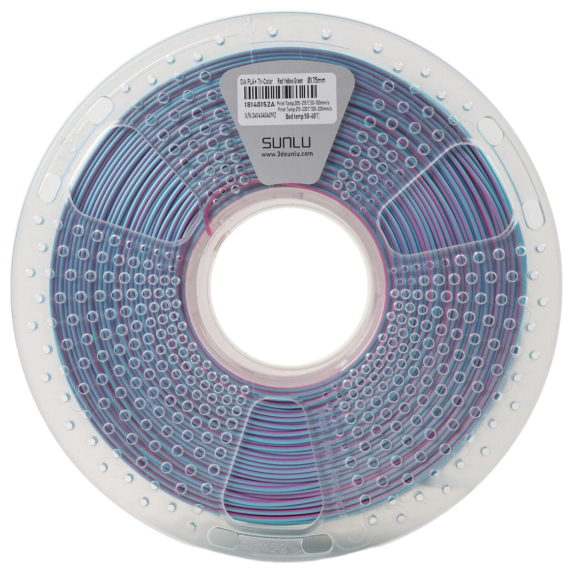 Філамент Sunlu Silk PLA+, 1.75мм, 1кг, червоний/ жовтий/ зелений