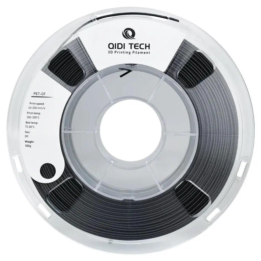 Филамент Qidi Tech PET-CF Black, 1.75мм, 1кг, черный