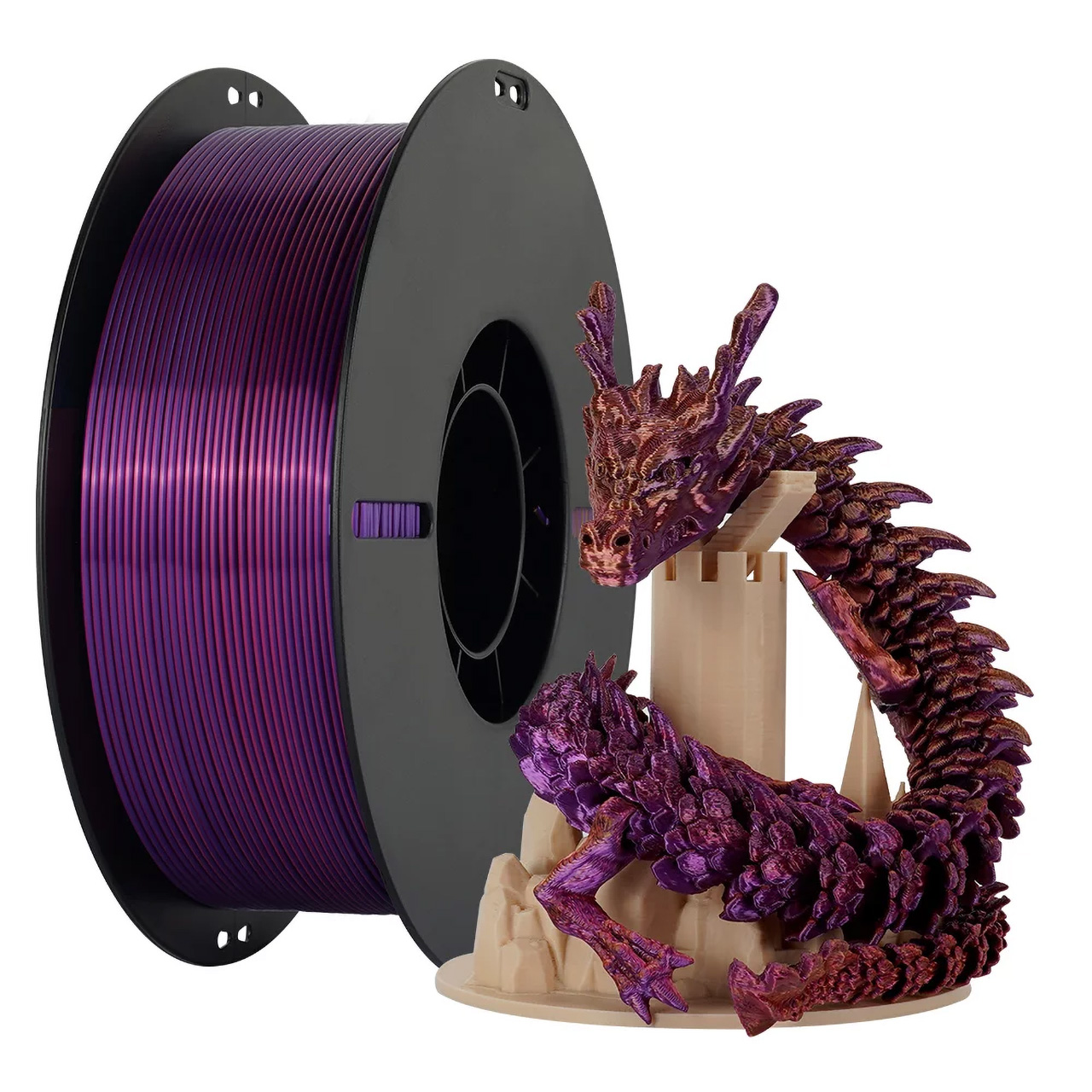 Філамент Kingroon Silk PLA Red Gold Purple, 1.75мм, 1кг, червоний/ золотий/ фіолетовий