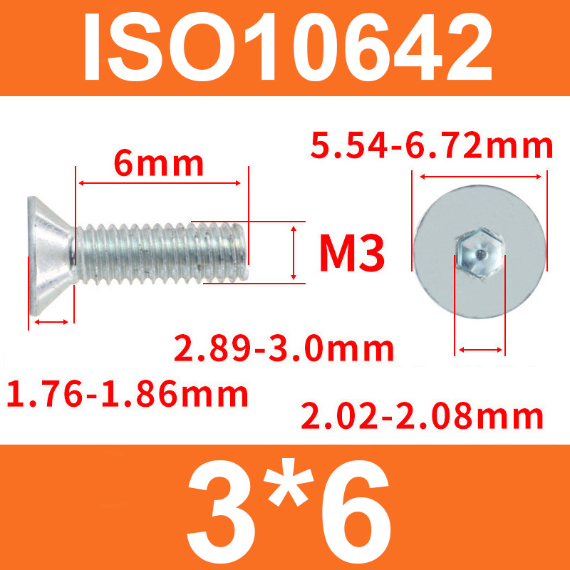 Винт ISO10642 M3*6мм класса 10.9, белый