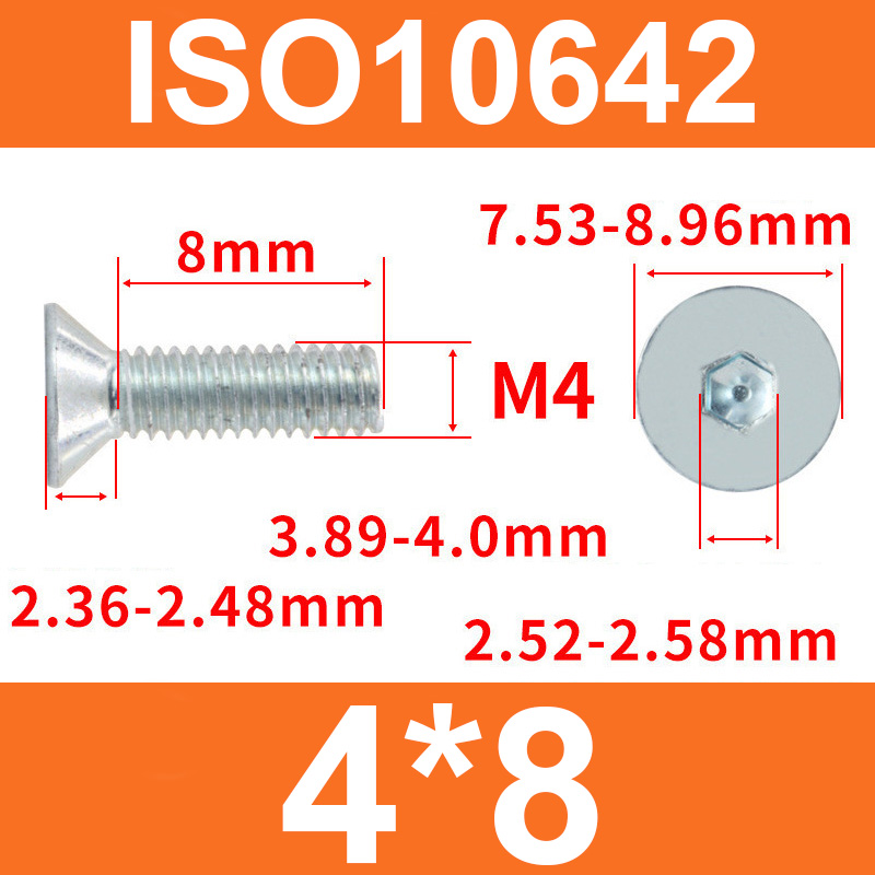 Винт ISO10642 M4*8мм класса 10.9, белый