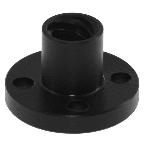 Гайка T8 для ходового винта, 1-заходная, шаг 2 мм, POM пластик, круглая