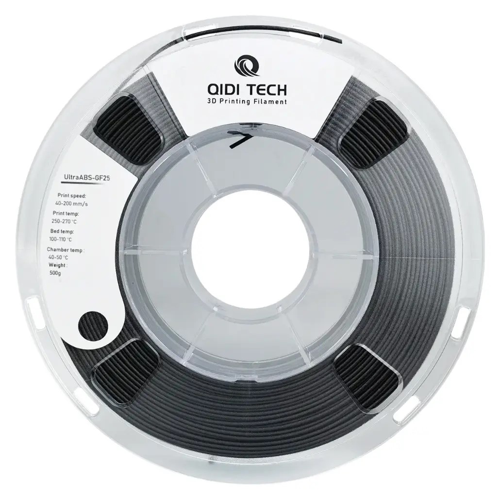 Филамент QIDI Tech ABS-GF25 Black, 1.75мм, 0.5кг, черный